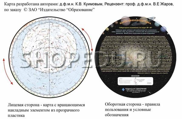 Подвижная карта звездного неба (А4) Издательство ОБРАЗОВАНИЕ